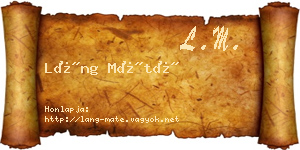 Láng Máté névjegykártya